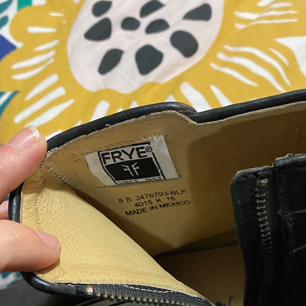 Frye Black Leather Boots with Zipper - Picture 2 of 5